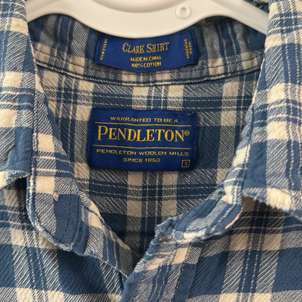 Pendleton Blue Wool Clark Button Up Flannel Shirt… - image 7
